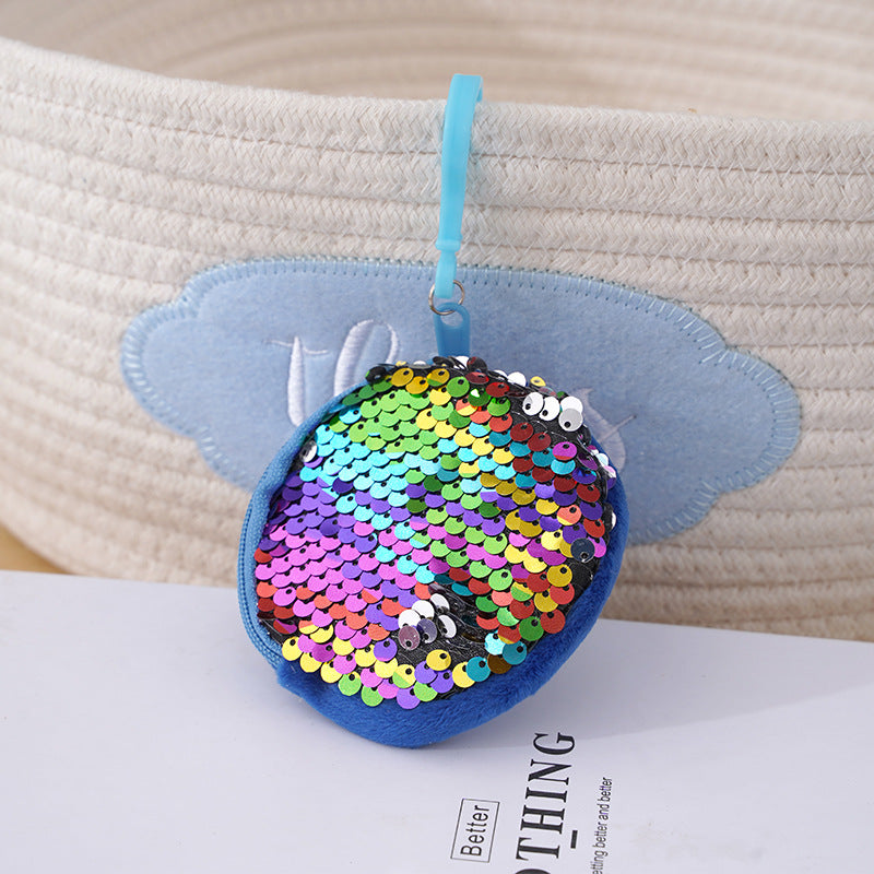 Trendy Attractive Sequin Round Lanyard Simple Coin Purses