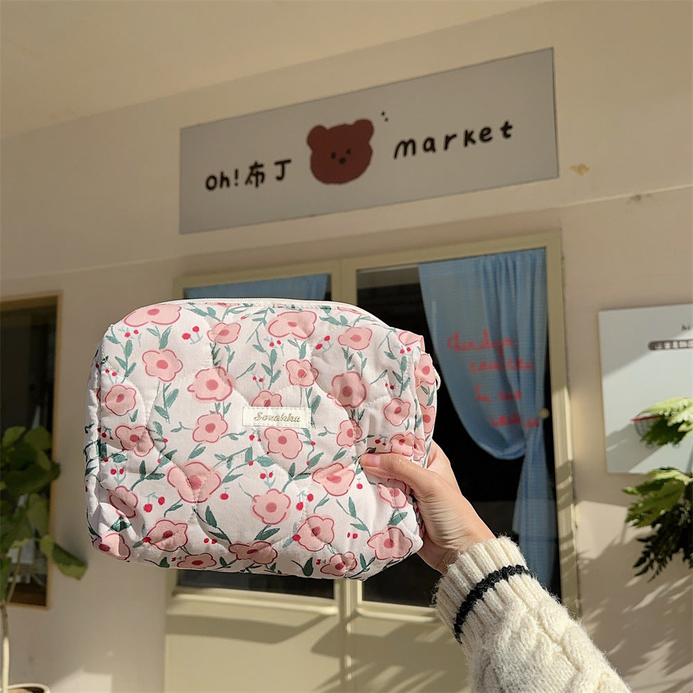 Women's Flower Soft Portable Cosmetics Sundries Storage Cosmetic Bags