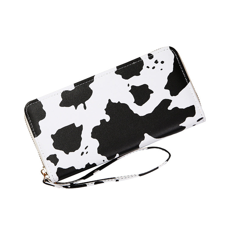 Women's Style Contrast Color Cows Pattern Long Ladies Wallets