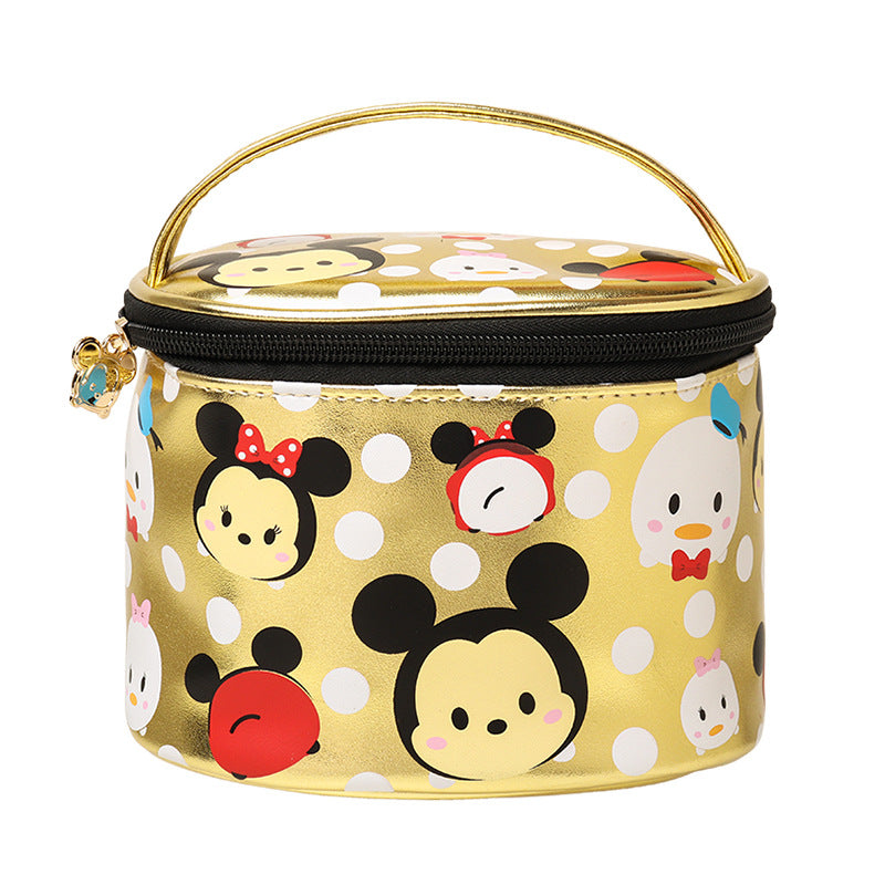 Round Barrel Cartoon Cute Large Capacity Cosmetic Bags