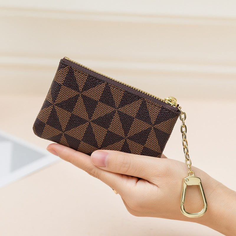 Pochette imprimée à la mode classique pour femmes, Mini porte-monnaie à fermeture éclair