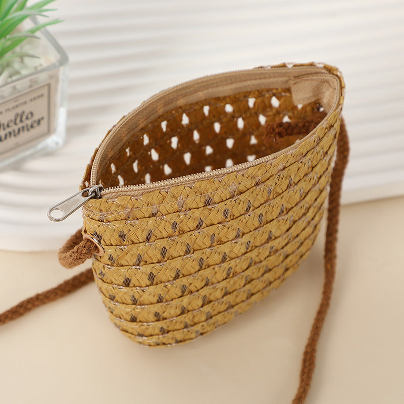 Women's & Children's & Small Summer Cute Mini Hollow Straw Woven Children's Coin Purse