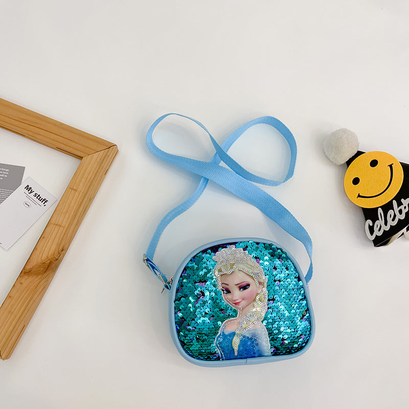 Children's Elsa Sequined Personalized Colorful Small Square Children's Shoulder Bags