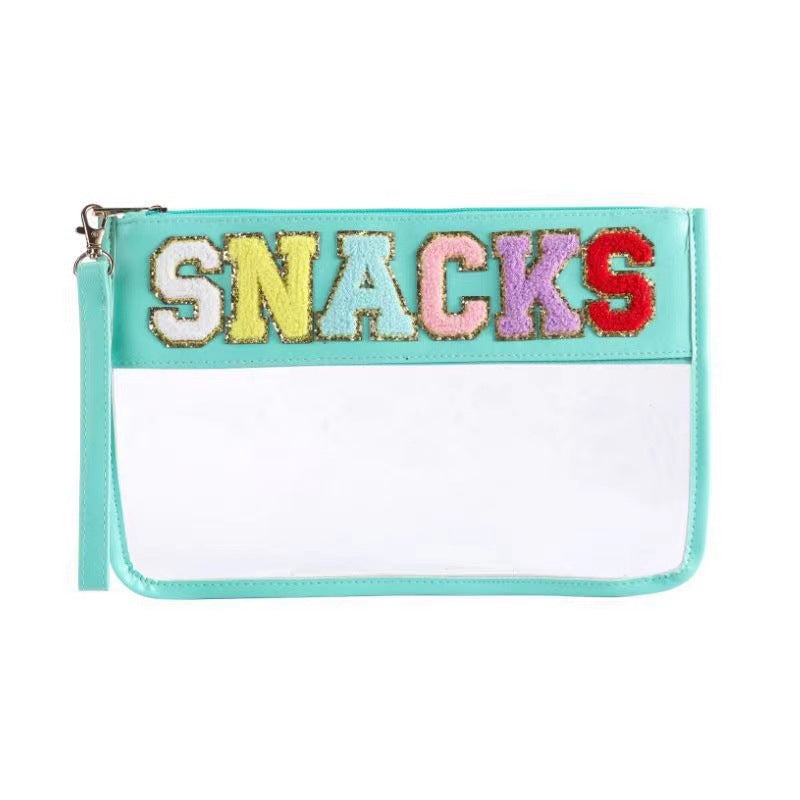 Transparent Zipper Embroidery Letters Portable Waterproof Cosmetic Bags