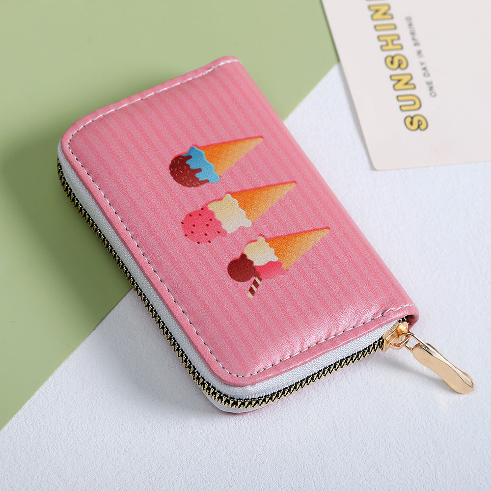 Women's Cartoon Change Printing Lollipop Expanding Single Ladies Wallets