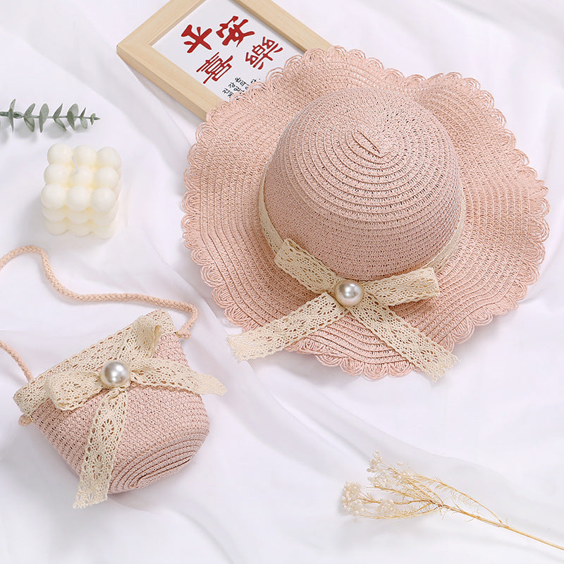 Children's Lace Bow Straw Woven Little Cute Bags