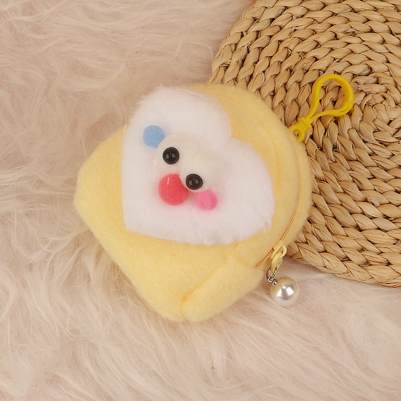 Cartoon Three-dimensional Plush Bag-shaped Love Heart Flowers Earphone Claw Coin Purses