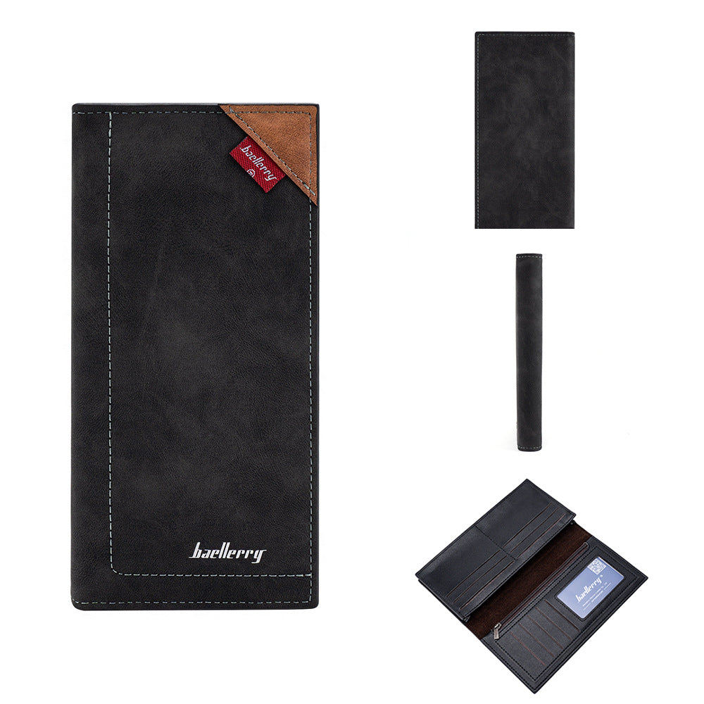 Men's Long Business Multiple Slots Two-fold Zipper Men's Wallets