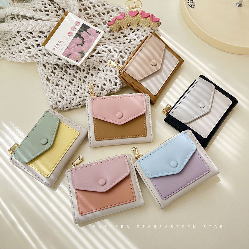 Women's Attractive Korean Color Matching Zipper Card Holder