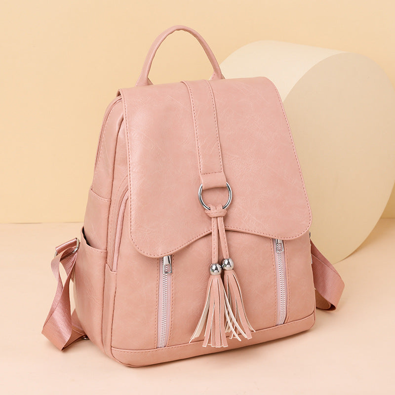 Textured Korean Fashion Female Versatile Large Backpacks