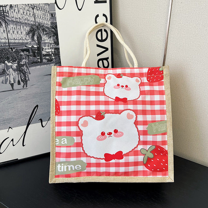 Cartoon Printing Clow Cotton Linen Plus Children's Shoulder Bags