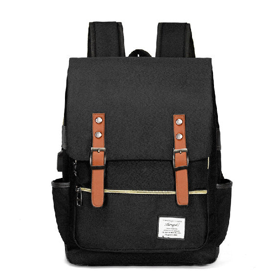 Retro College Style Smart Charging Simple Backpacks