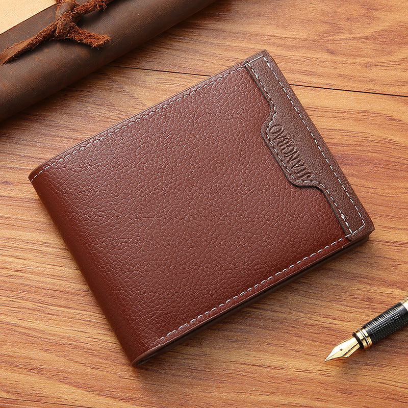 Men's Male Youth Simple Fashion Lychee Pattern Men's Wallets