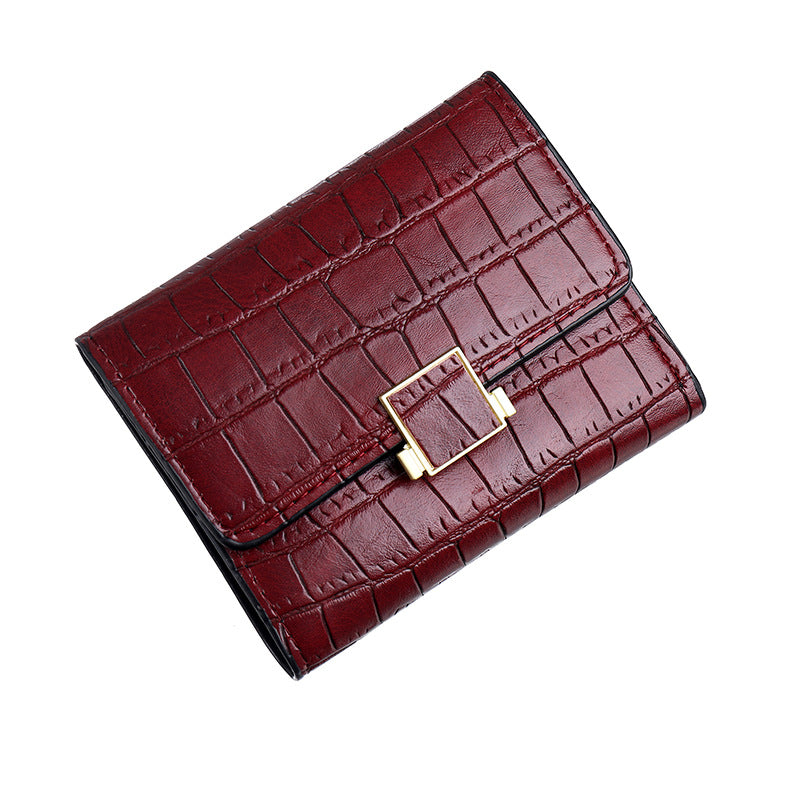 Women's Small Short Solid Color Simple Crocodile Ladies Wallets