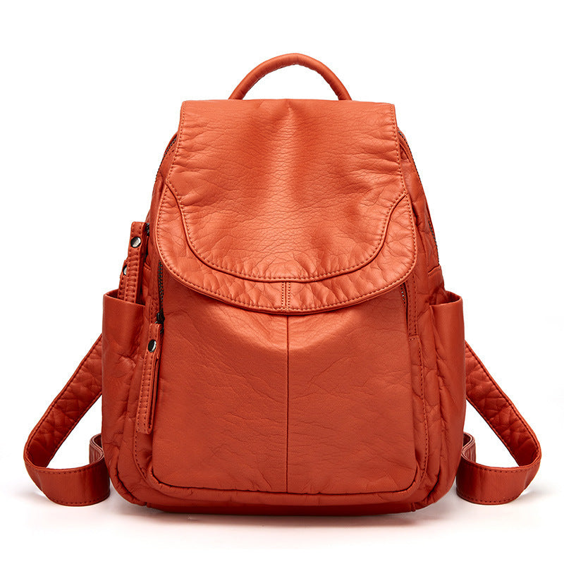 Women's Simple Large Capacity Fashion Soft Leather Backpacks