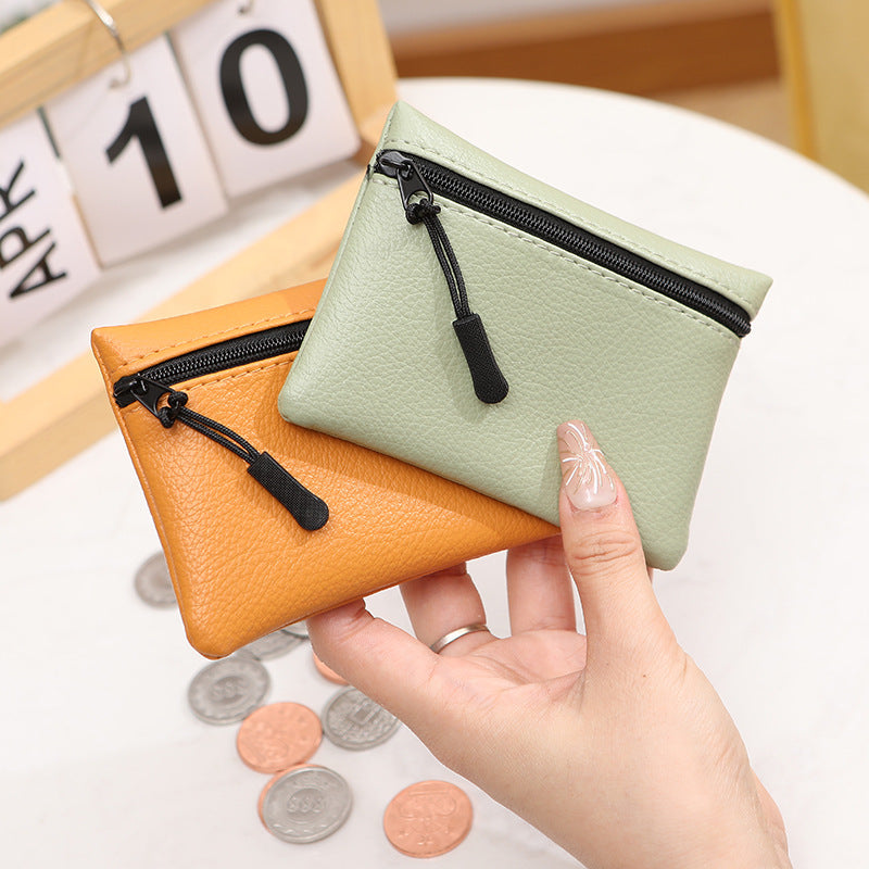 Women's Elegant Soft Leather Mini Zipper Coin Purses