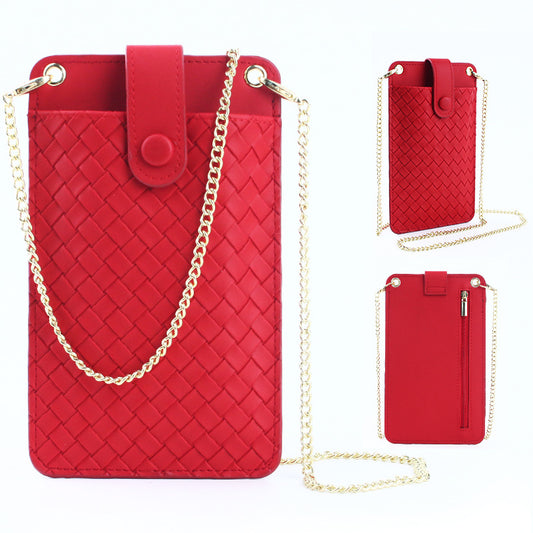 Women's Summer Simple Trendy Mini Vertical Mobile Zipper Woven Bags