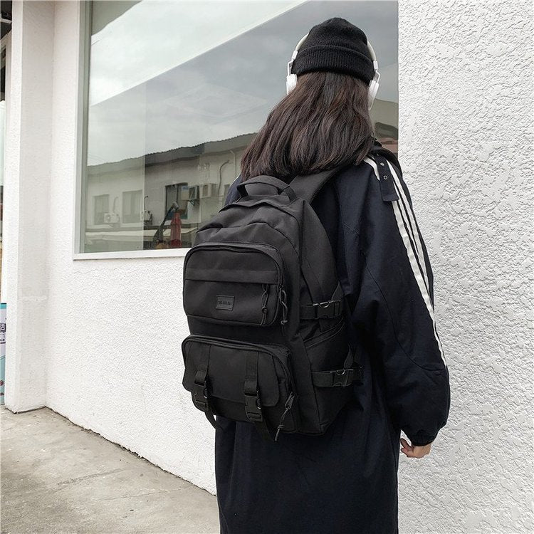 Salopette Femme Style Tendance Personnalité Rétro Noir Sacs À Dos