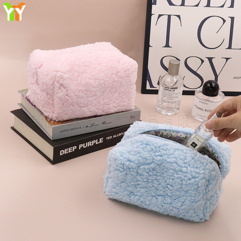 Towel Zipper Plush Cosmetics Storage Cute Cosmetic Bags