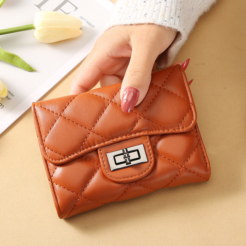 Women's Style Rhombus Short Clutch Korean Versatile Ladies Wallets