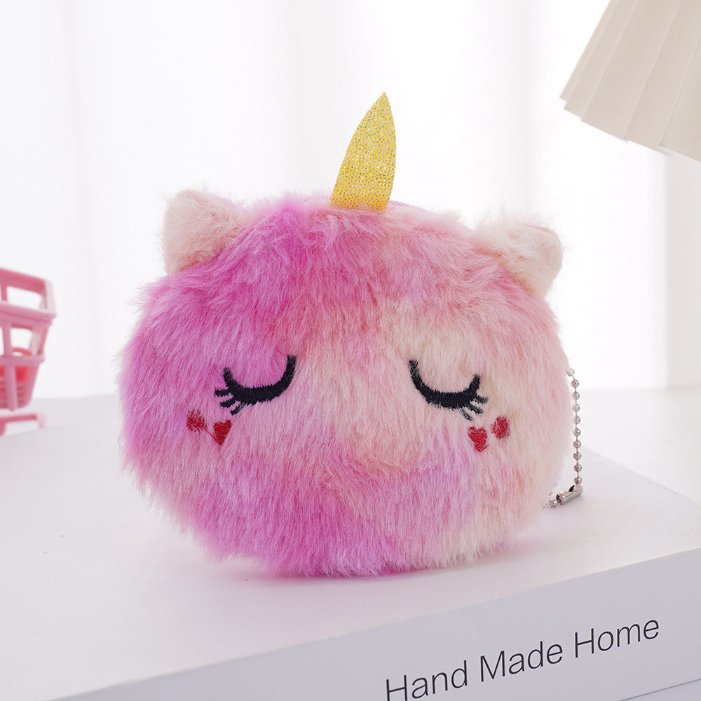 Rangement pour enfants dessin animé mignon peluche licorne écouteur porte-monnaie pour enfants