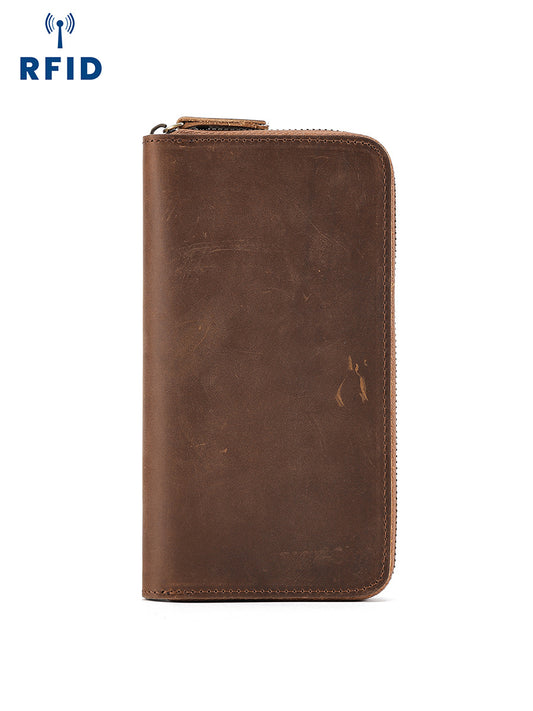 Men's Horse Leather Genuine Fashion Retro Long Men's Wallets