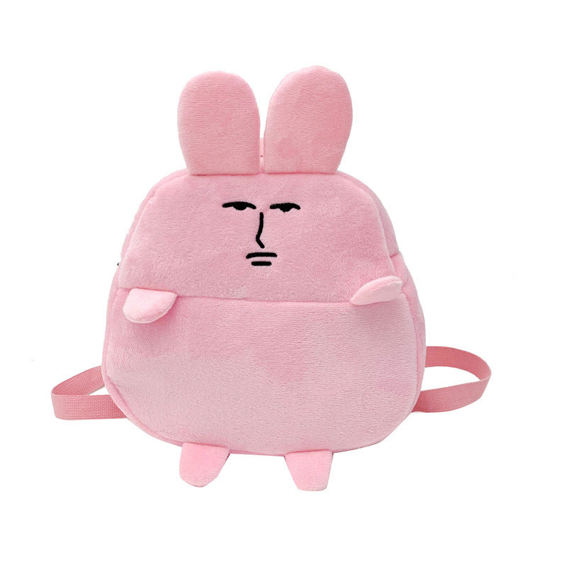 Broken Face Expression Pink Rabbit Large Middle School Students' Schoolbags