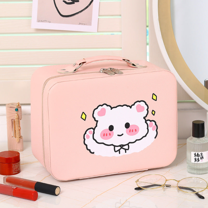 Boîte de rangement pour femmes, sacs à cosmétiques imperméables de grande capacité avec dessin animé