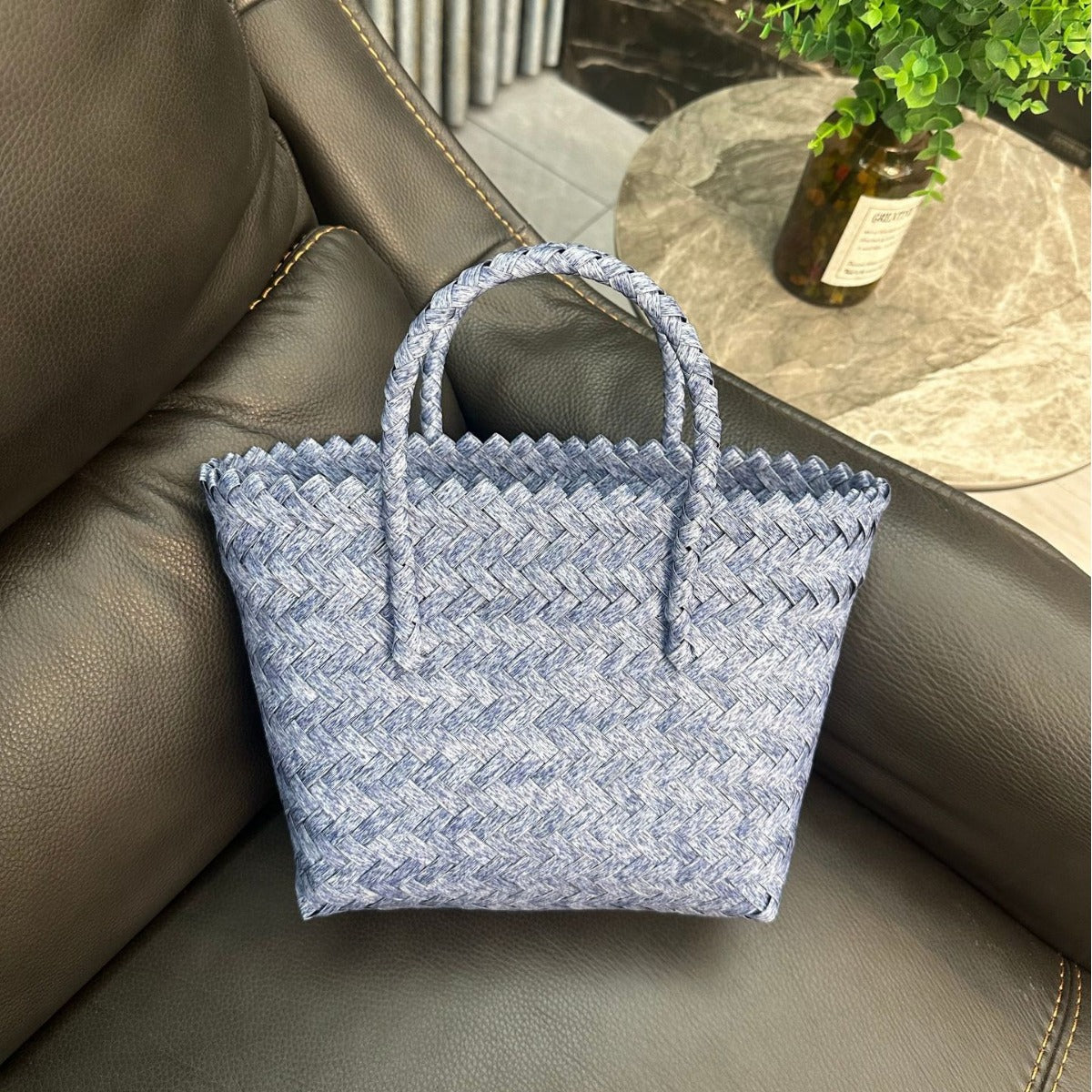 Women's Material Woven Gift Basket Festival Tote Handbags