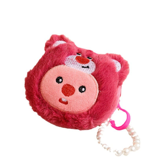 Petit pendentif castor en peluche chaîne de perles porte-monnaie