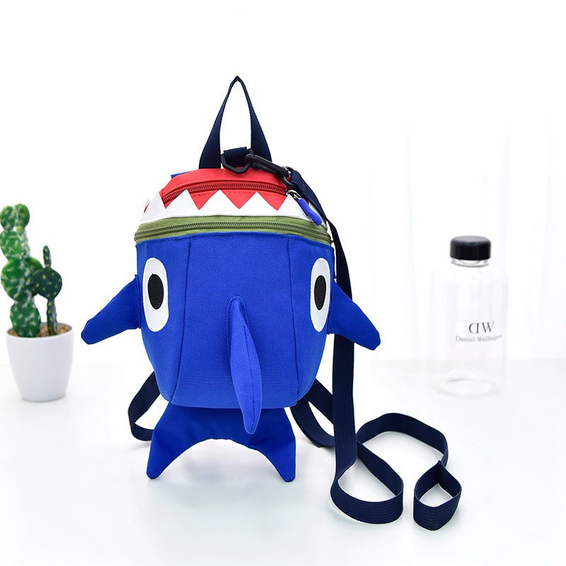 Children's Autumn Cute Shark Hand Holding Rope Children's Backpacks