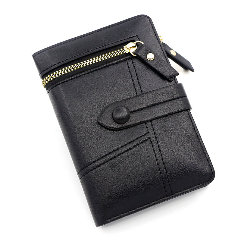 Women's Short Style Classic Leather Money Clip Ladies Wallets