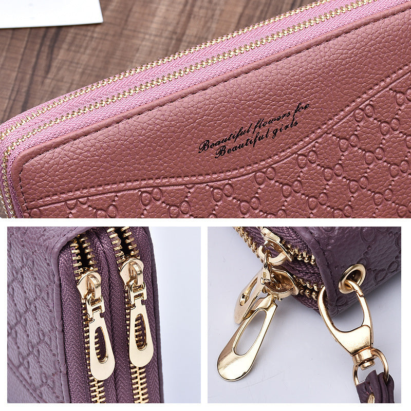 Women's Long Large Capacity Double Zipper Clutch Purses