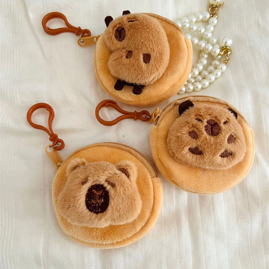 Cartoon Capra Capybara Plush Mini Headset Coin Purses