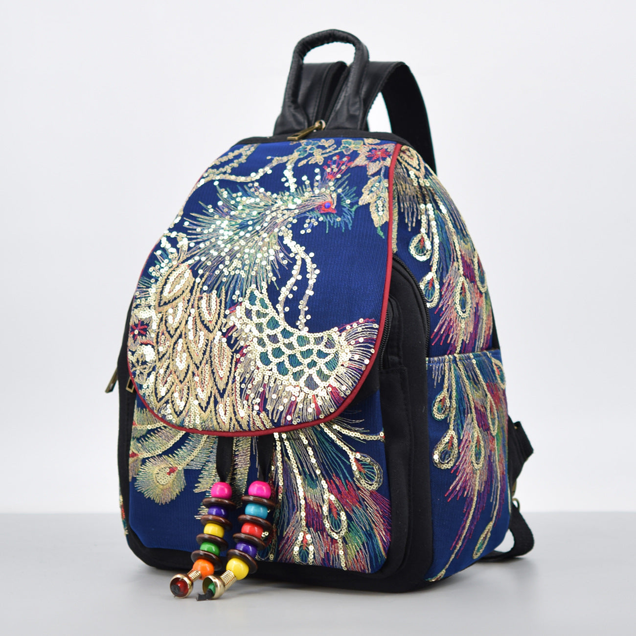 Women's Yunnan National Style Embroidered Peacock Canvas Backpacks