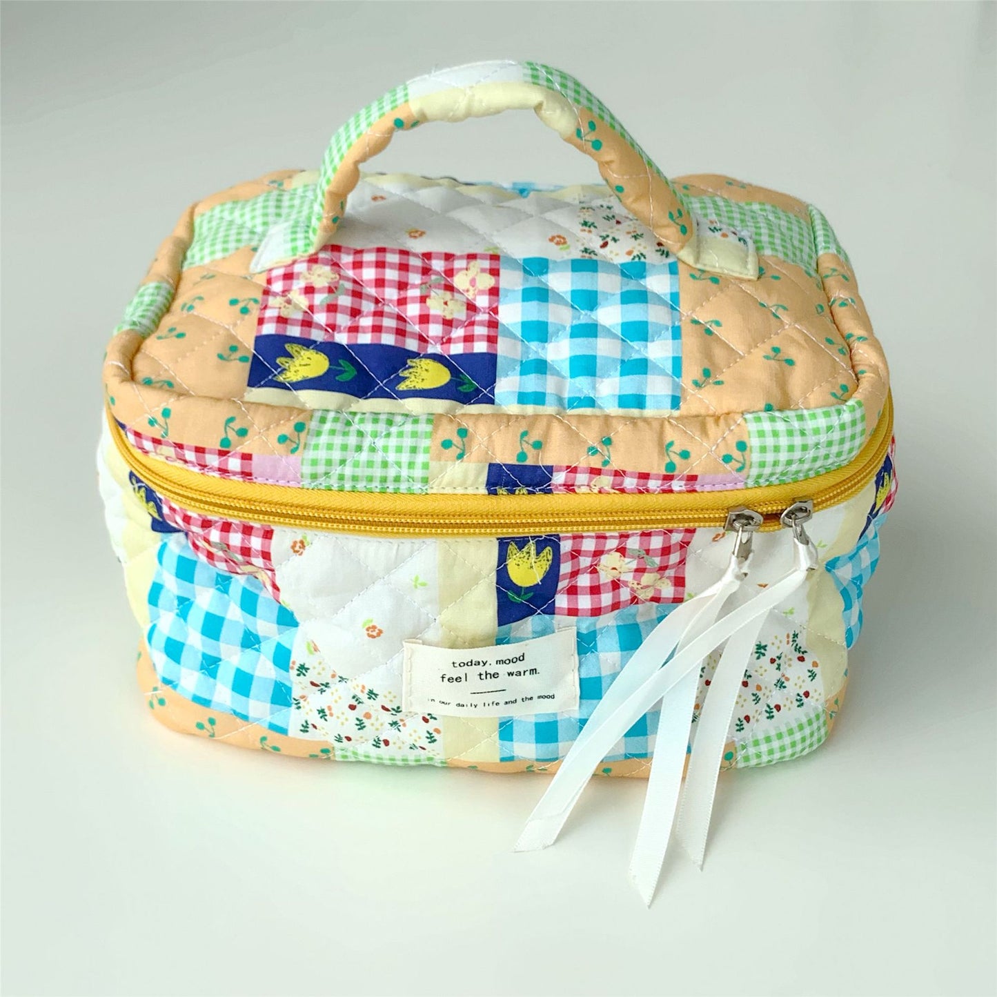 Portable Large Capacity Storage Quilted Cotton Cosmetic Bags