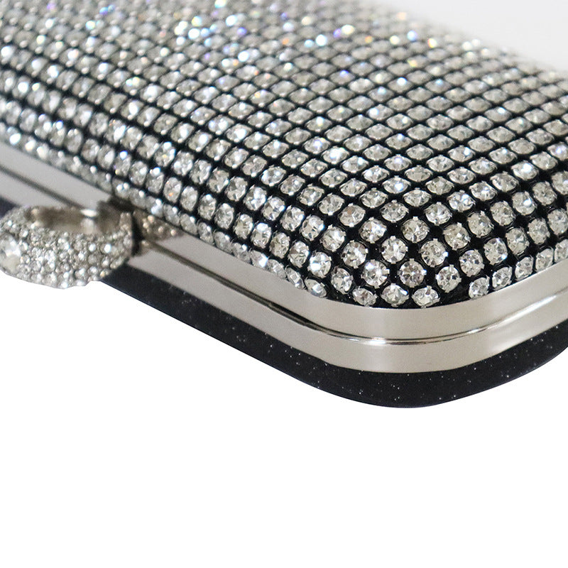 Women's Net Drill Dinner Rhinestone Head Holding Evening Bags