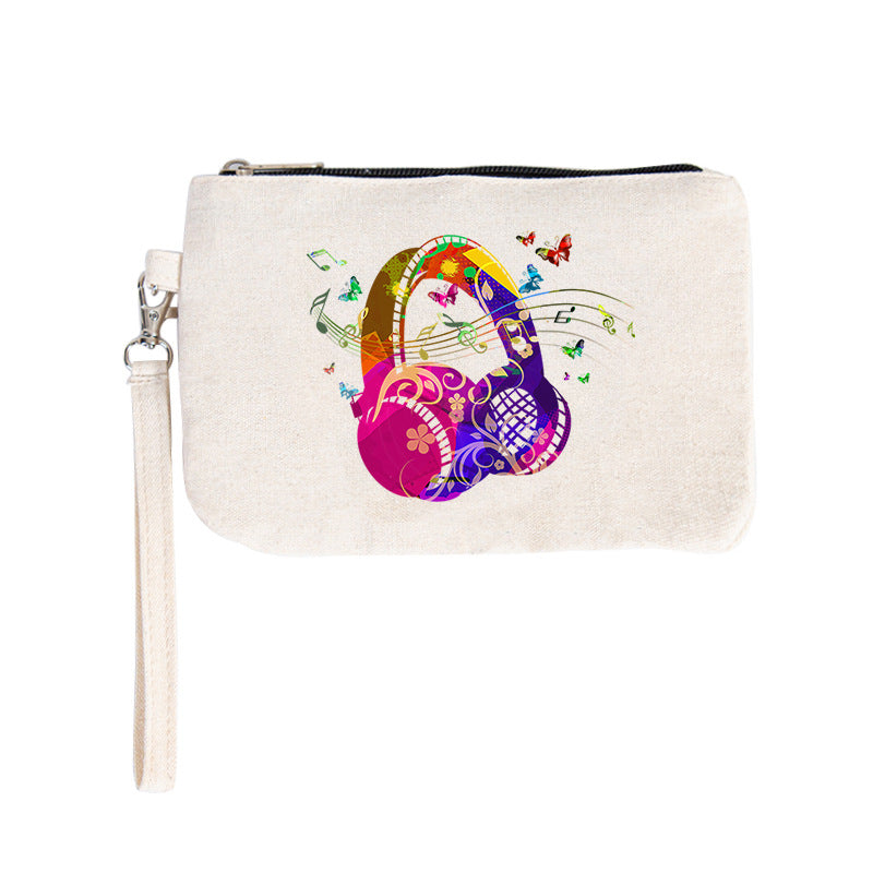 Canvas Printing Hand Portable Mobile Zipper Coin Purses