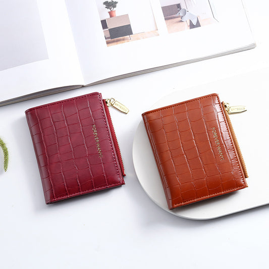 Women's Fashion Short Small Simple Two-fold Korean Ladies Wallets