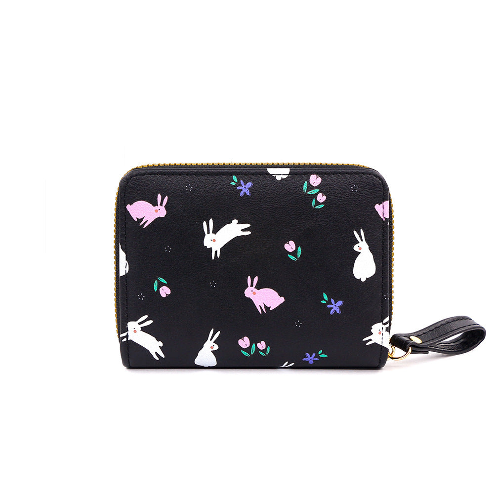 Minimalist Style Fresh Cute Bunny Pattern Printing Large Capacity Ladies Wallets