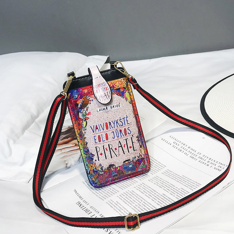 Women's Style Printed Cartoon Mobile Vertical Small Phone Bags