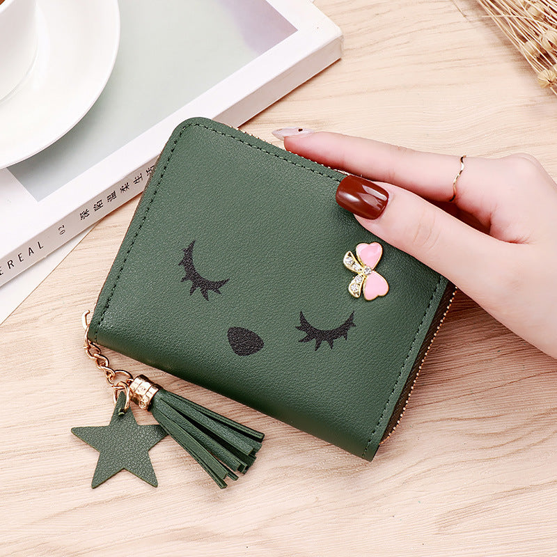 Women's Short Zipper Tassel Cartoon Cute Personality Coin Purses