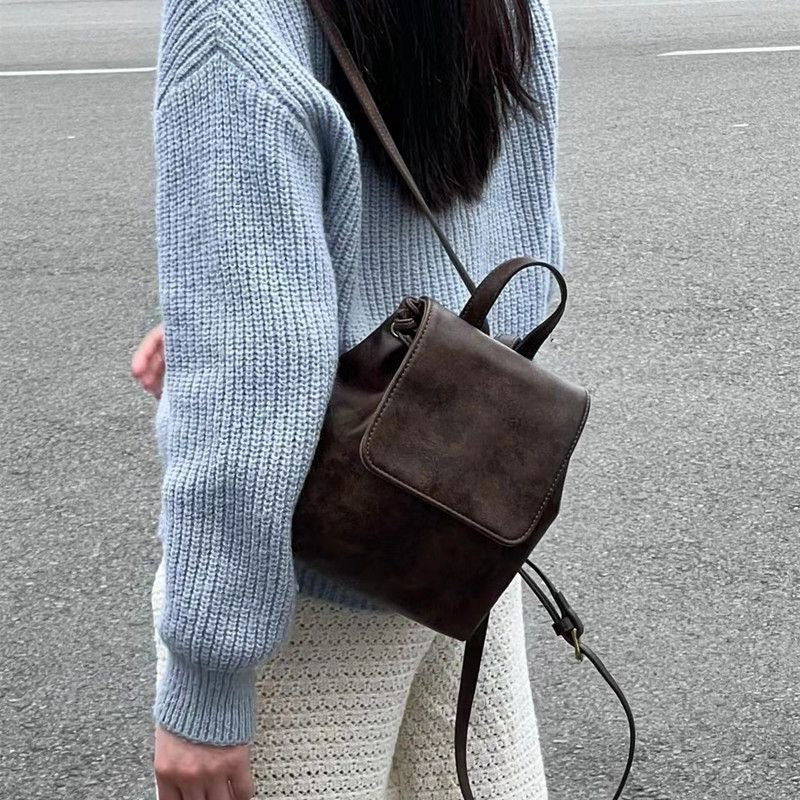 Women's Spring Retro Textured Brown About Fashion Backpacks