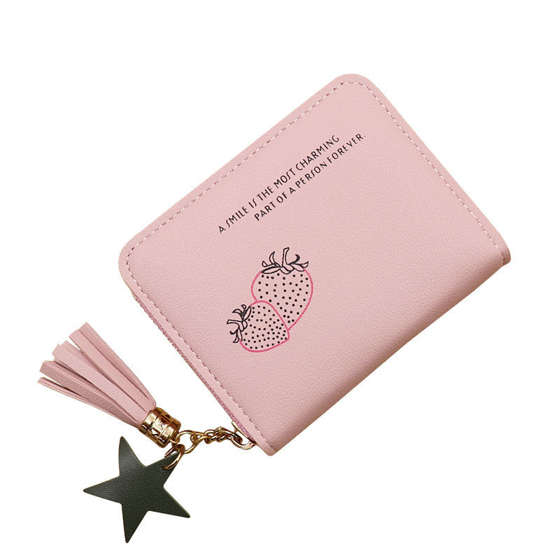 Women's Simple Fresh Cute Short Zipper Tote Ladies Wallets