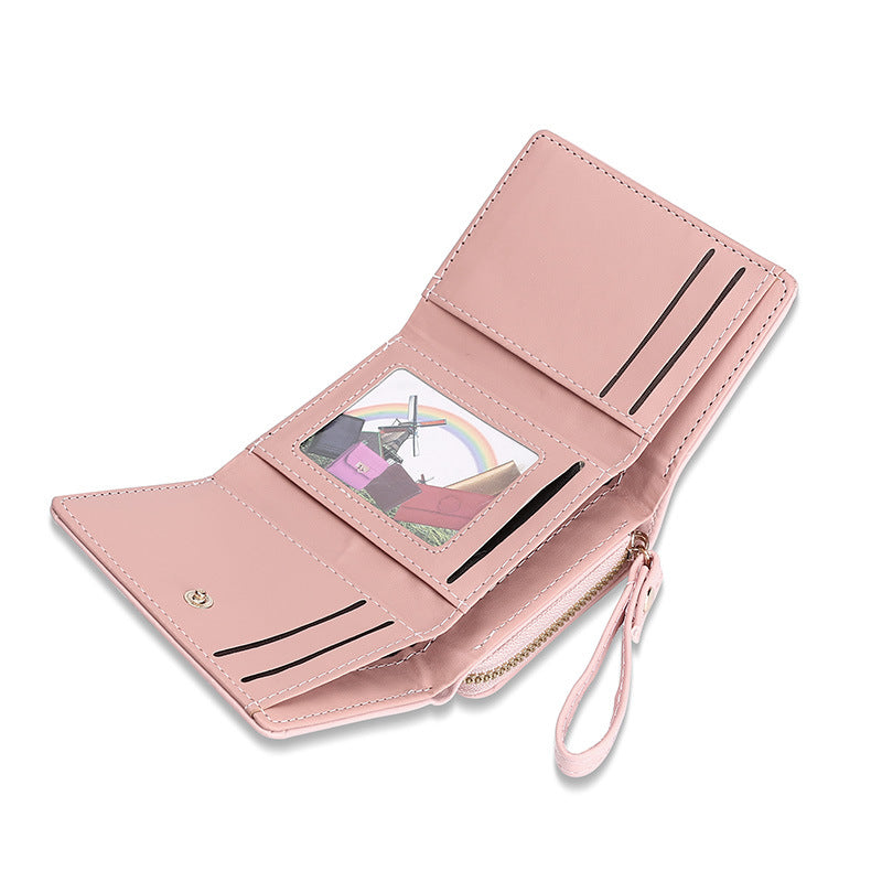 Women's Short Folding Multiple Slots Simple Fresh Ladies Wallets