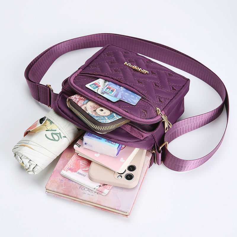 Women's Mom Embroidery Thread Waterproof Oxford Cloth Crossbody Bags