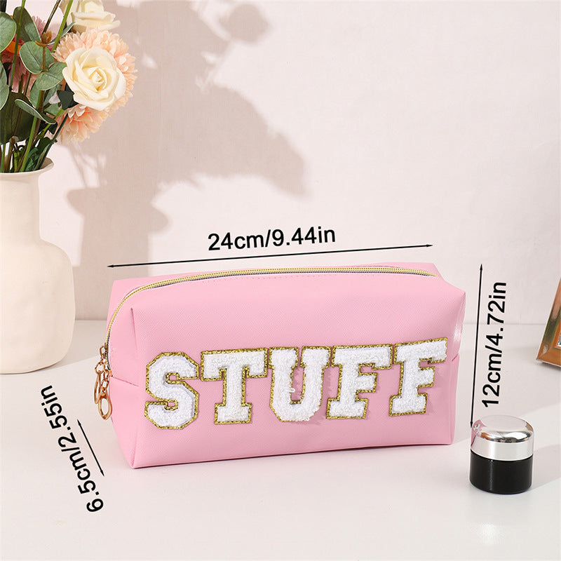 Women's Towel Embroidery Lettered Make-up High-grade Wash Cosmetic Bags