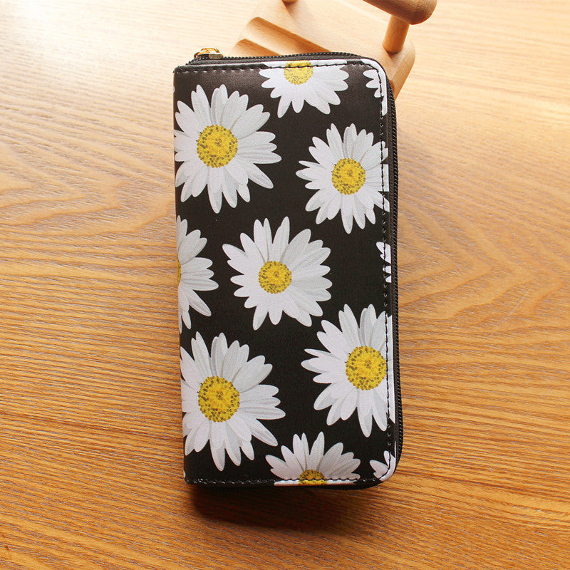 Women's Source Sunflower Printed Single Zipper Van Ladies Wallets