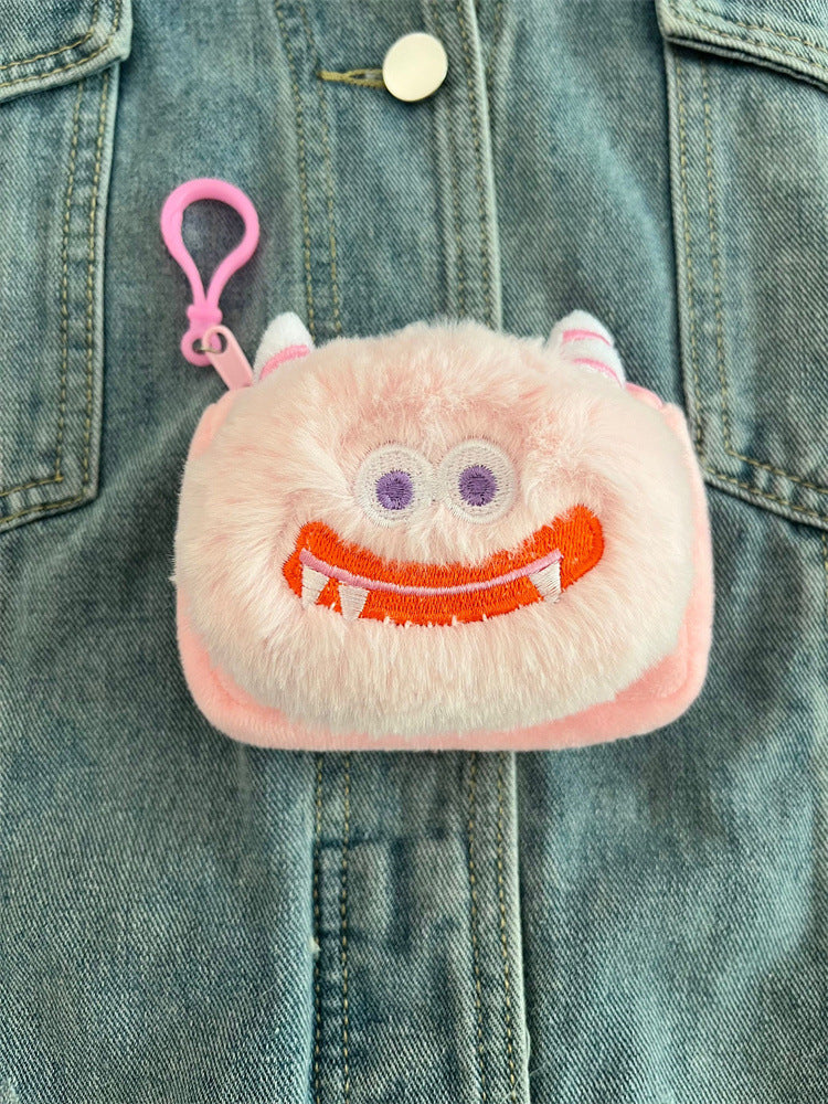 Porte-monnaie laid de fille de dessin animé en peluche de monstre mignon