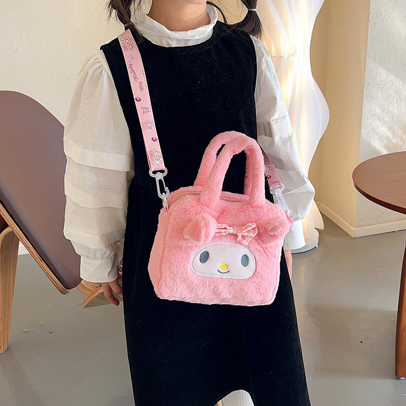 Children's Cute Plush Small Square Cartoon Clow Children's Shoulder Bags